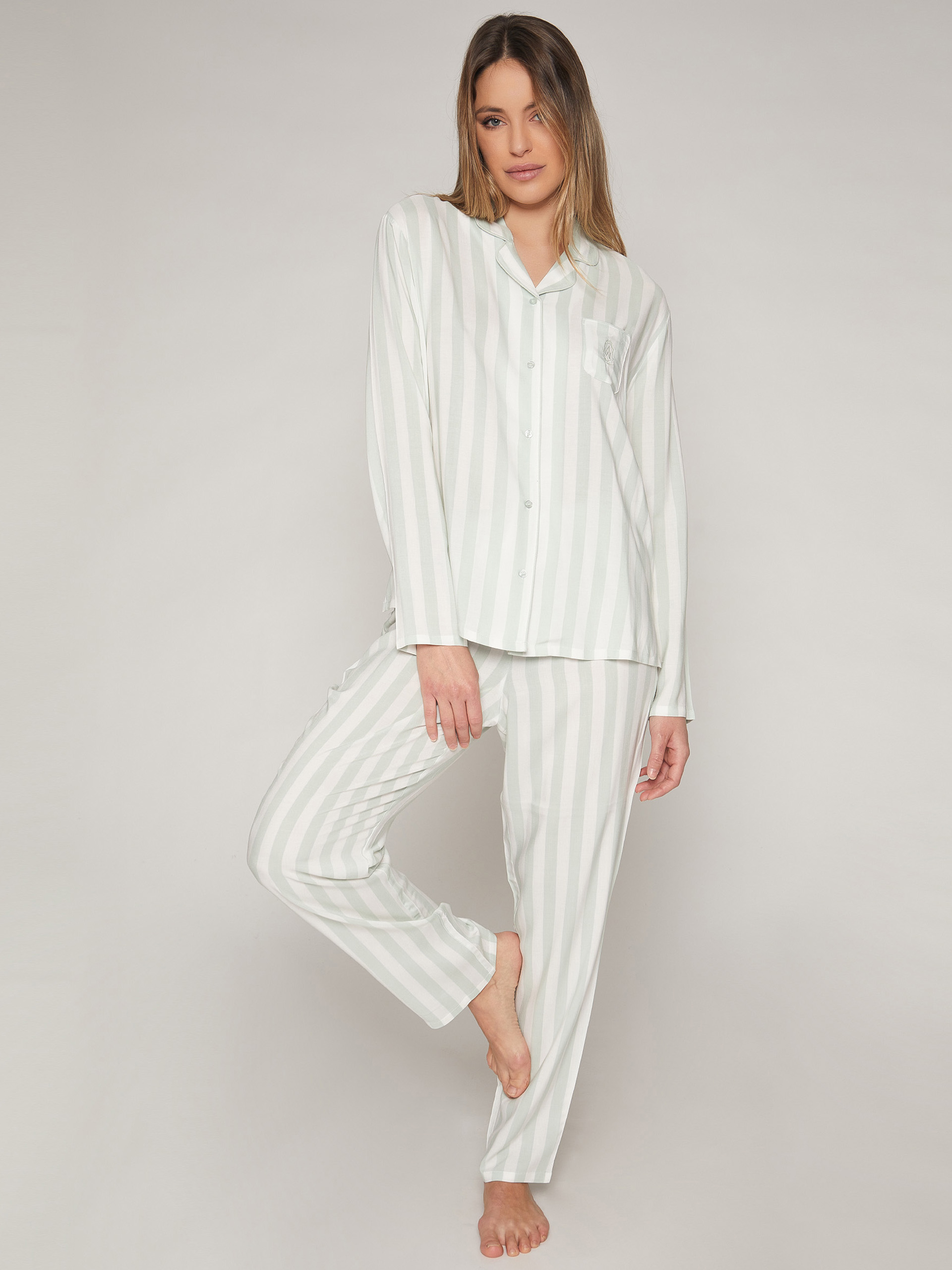 PIJAMA ABERTO SENHORA CLASSIC STRIPES ADMAS 54106