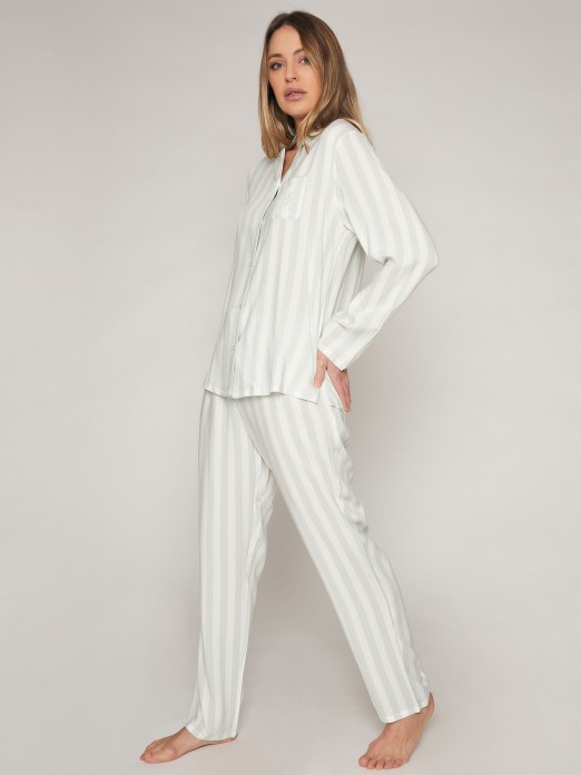 PIJAMA ABERTO SENHORA CLASSIC STRIPES ADMAS 54106