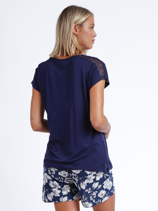ADMAS LADY'S PAJAMAS NAVY FLOWERS 60131