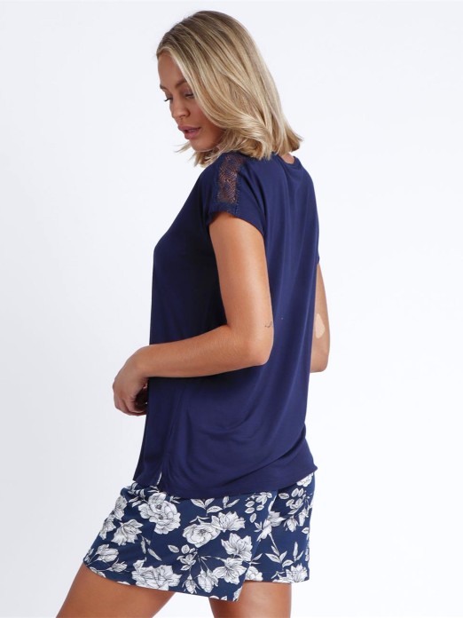 ADMAS LADY'S PAJAMAS NAVY FLOWERS 60131