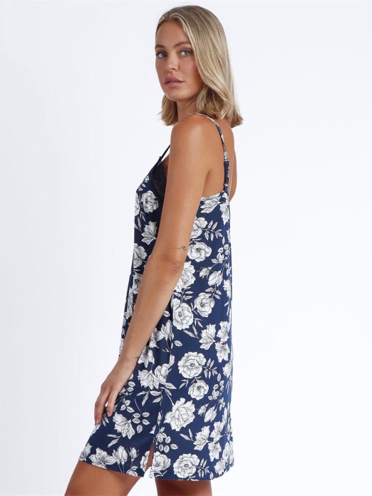 CAMISA SENHORA NAVI FLOWERS ADMAS 61120