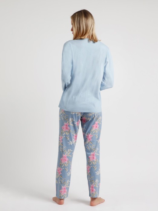 PIJAMA SENHORA PINK & BLUE FLOWERS ADMAS 60229