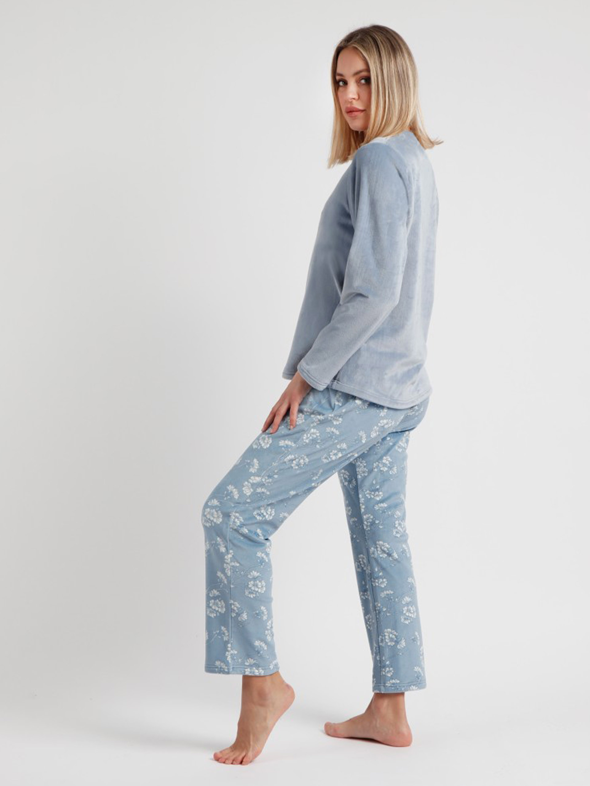 PIJAMA SENHORA PICO WHITE FLOWERS ADMAS 60232