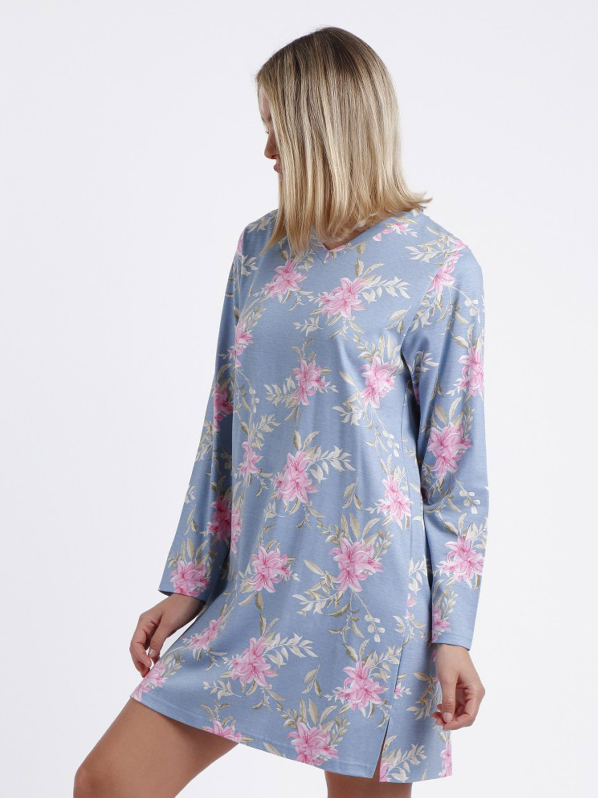 CAMISOLA SENHORA PINK & BLUE FLOWERS ADMAS 61180