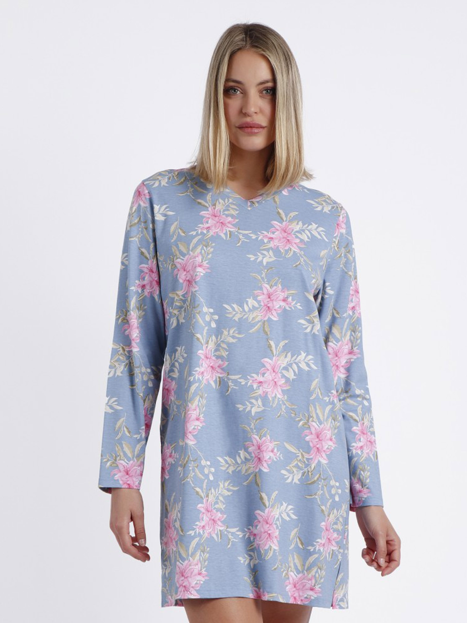 CAMISOLA SENHORA PINK & BLUE FLOWERS ADMAS 61180