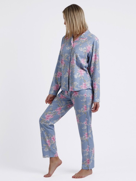 PIJAMAS SENHORA ABERTO PINK & BLUE FLOWERS ADMAS 60230