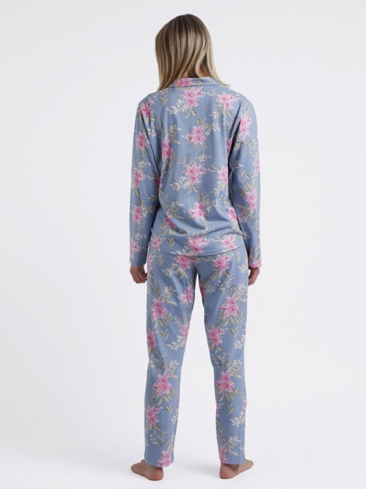 PIJAMAS SENHORA ABERTO PINK & BLUE FLOWERS ADMAS 60230