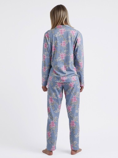 LADIES PYJAMAS OPEN PINK & BLUE FLOWERS ADMAS 60230 LADIES PYJAMAS OPEN PINK & BLUE FLOWERS ADMAS 60230
