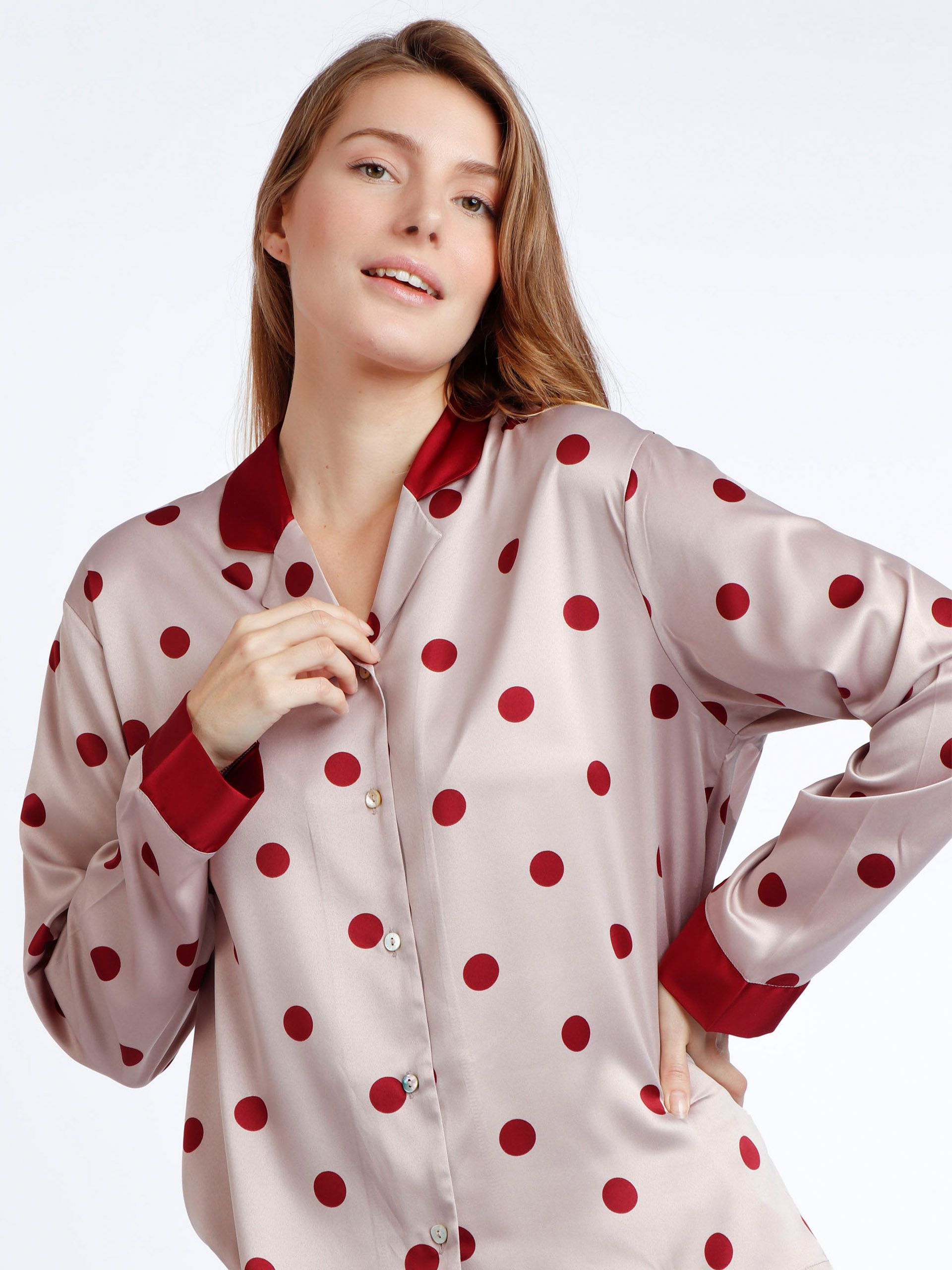 PIJAMA SEÑORA ABIERTO ELEGANTE LUNARES ADMAS 60238
