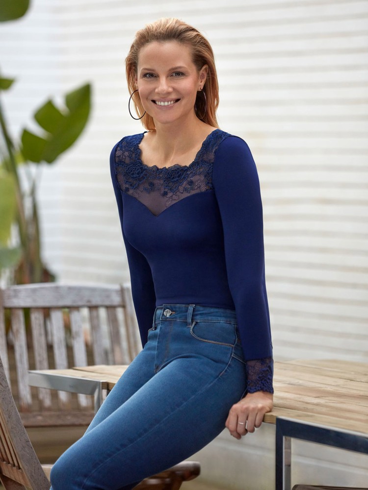 T-shirt Janira Greta Manches Longues - Tulle Élastique Avec Motif