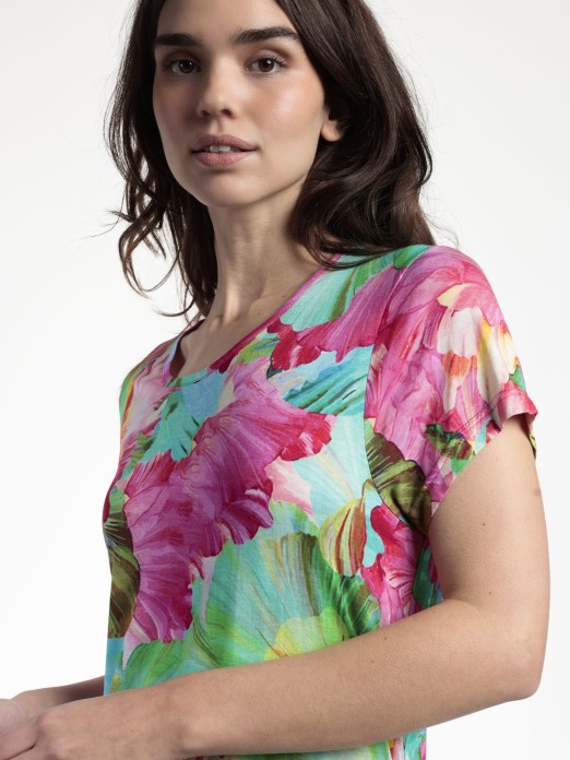 ADMAS GARDEN WOMEN´S BRIGHT FLOWERS SHORT-SLEEVED SWEATER 61327