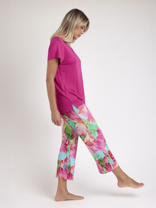PIJAMA MANGA CURTA SENHORA ADMAS BRIGHT FLOWERS 63042