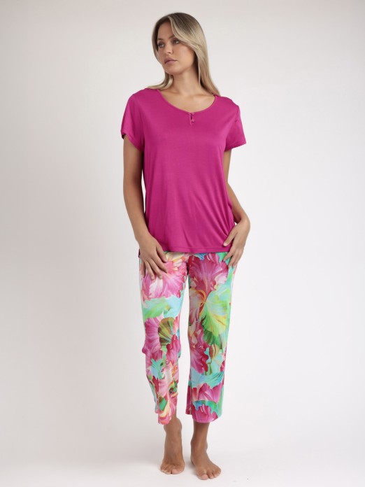 PIJAMA MANGA CURTA SENHORA ADMAS BRIGHT FLOWERS 63042
