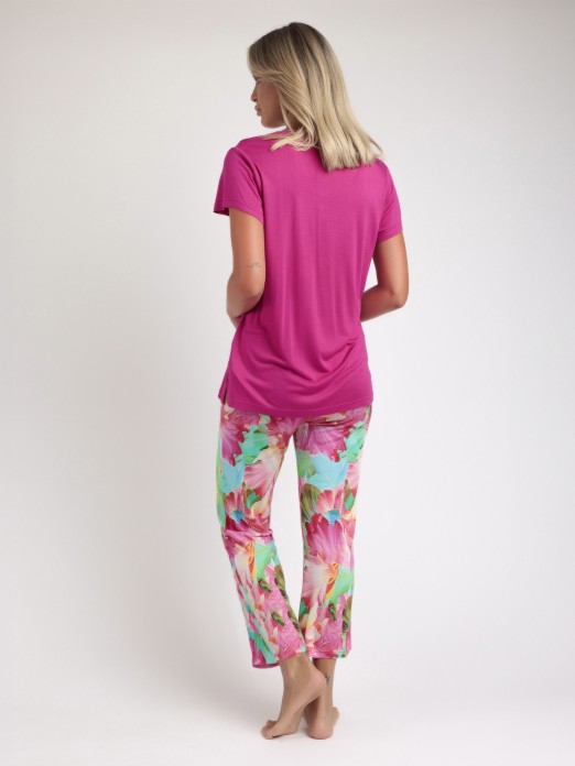 PIJAMA MANGA CURTA SENHORA ADMAS BRIGHT FLOWERS 63042