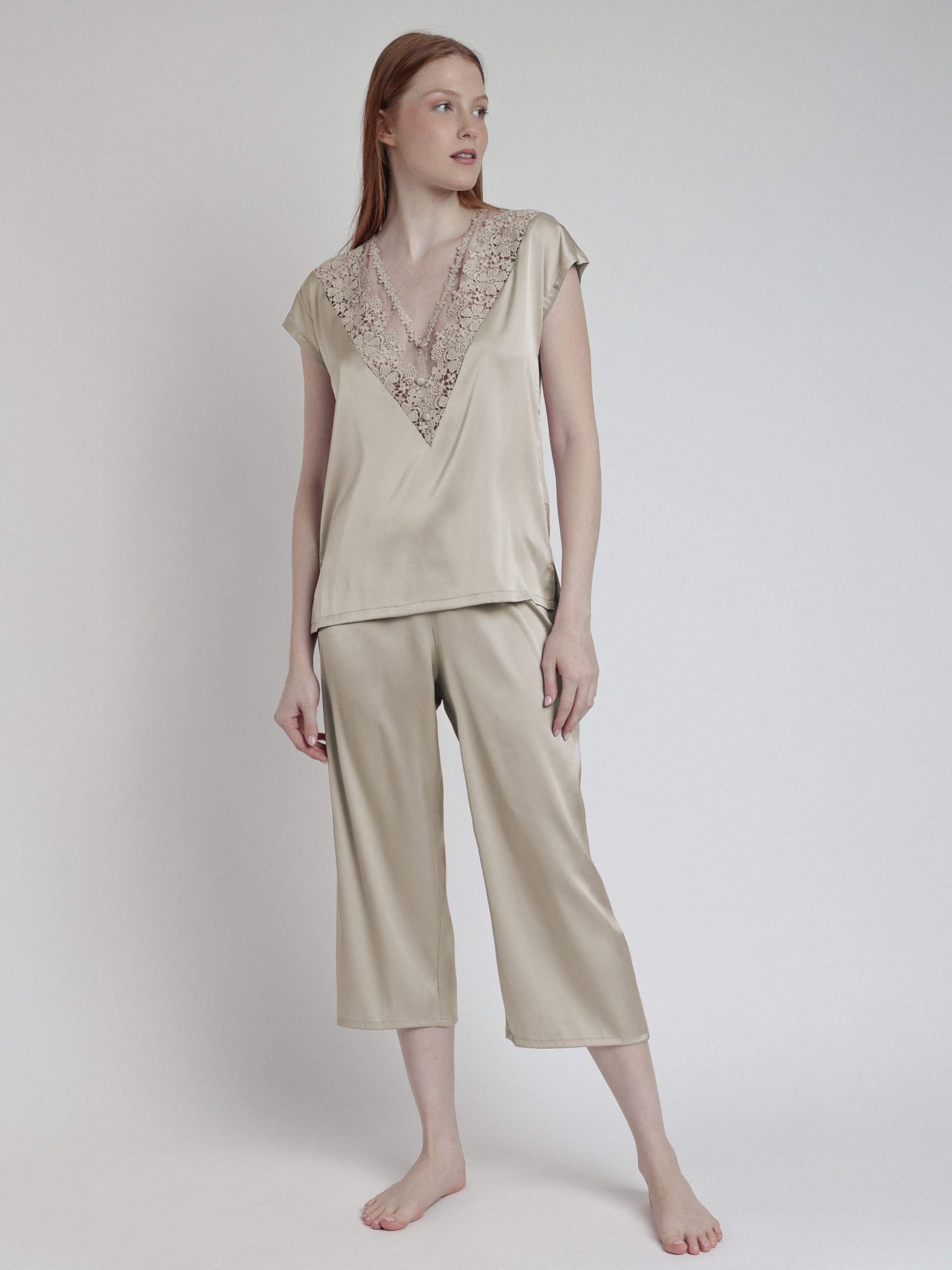 ADMAS CLASSIC PIJAMA MANGA CAÍDA SATIN AND GUIPUR PARA MUJER 63098