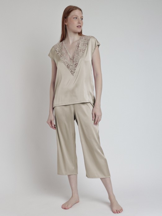 PIJAMA SENHORA C/ CALÇA ADMAS SATIN AND GUIPUR 63098