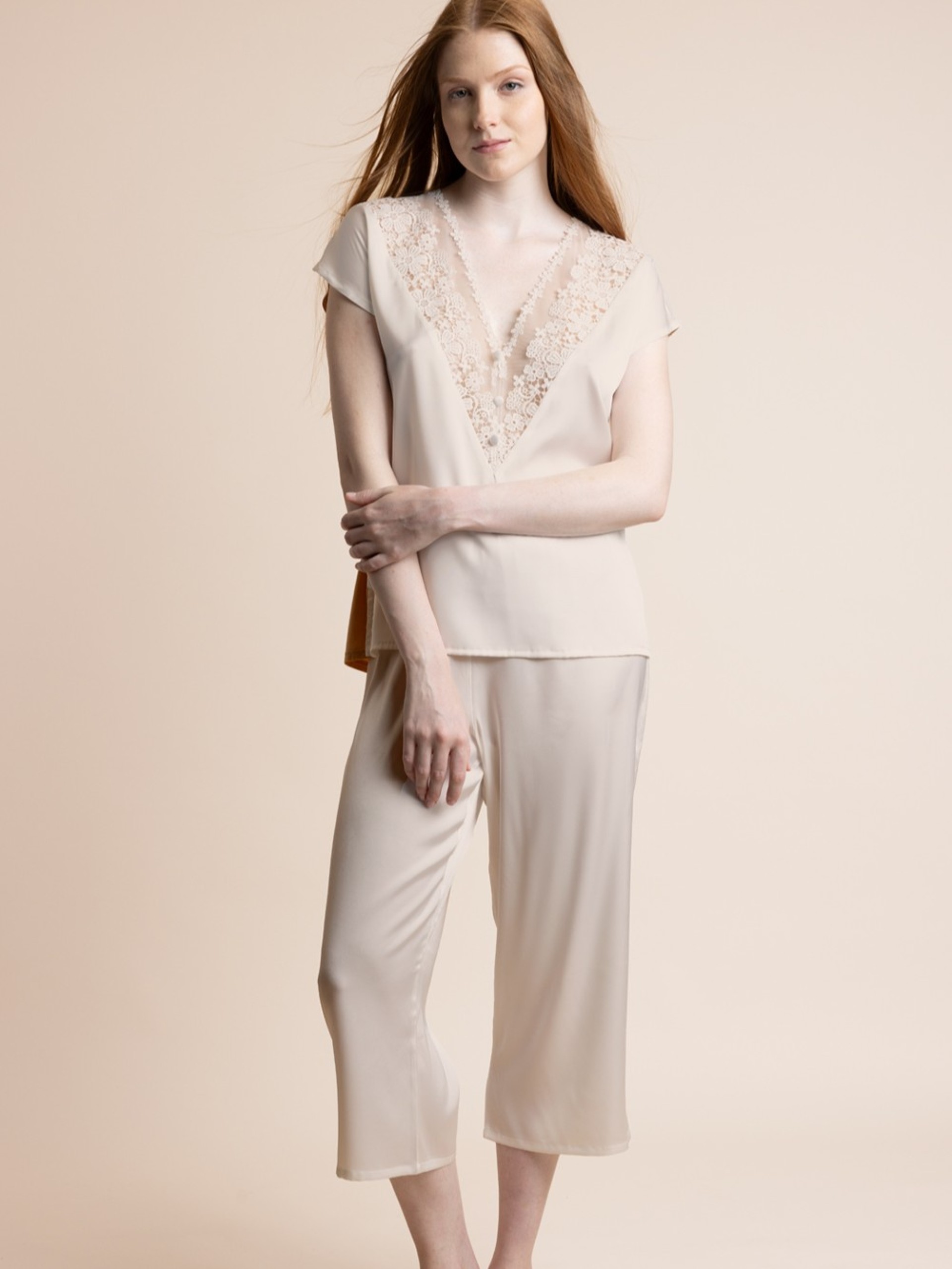 ADMAS CLASSIC PIJAMA MANGA CAÍDA SATIN AND GUIPUR PARA MUJER 63098