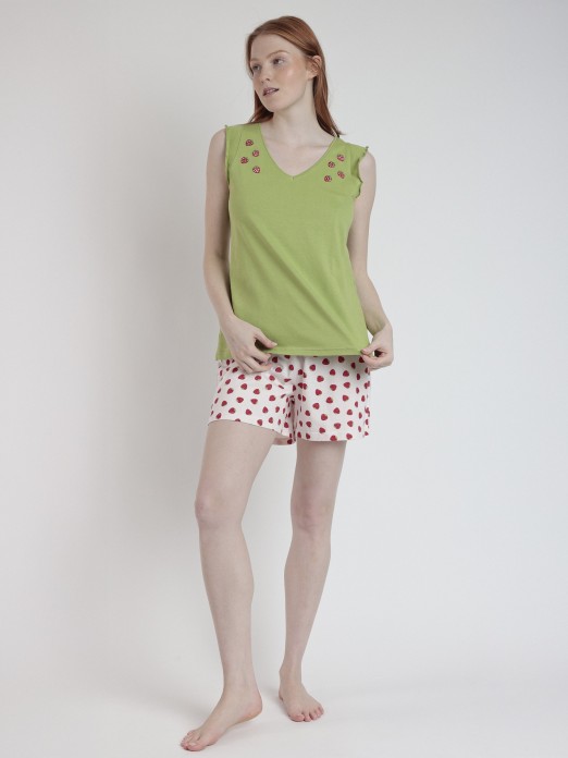 ADMAS STRAWBERRY FIELD 63048 WOMEN'S SLEEVELESS PAJAMAS