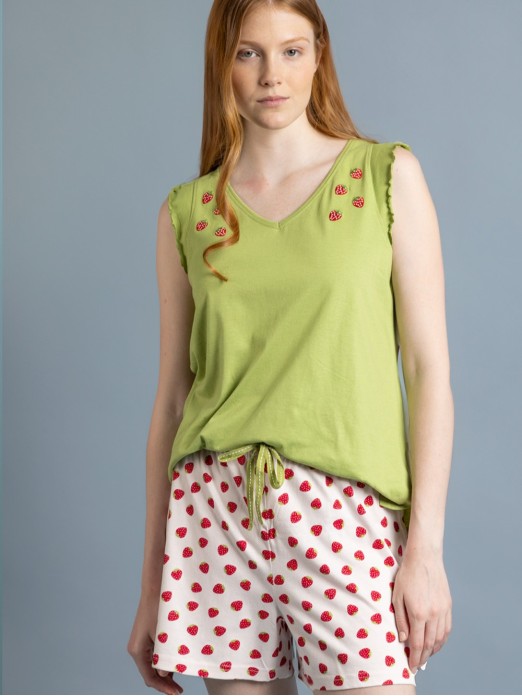 ADMAS STRAWBERRY FIELD 63048 WOMEN'S SLEEVELESS PAJAMAS