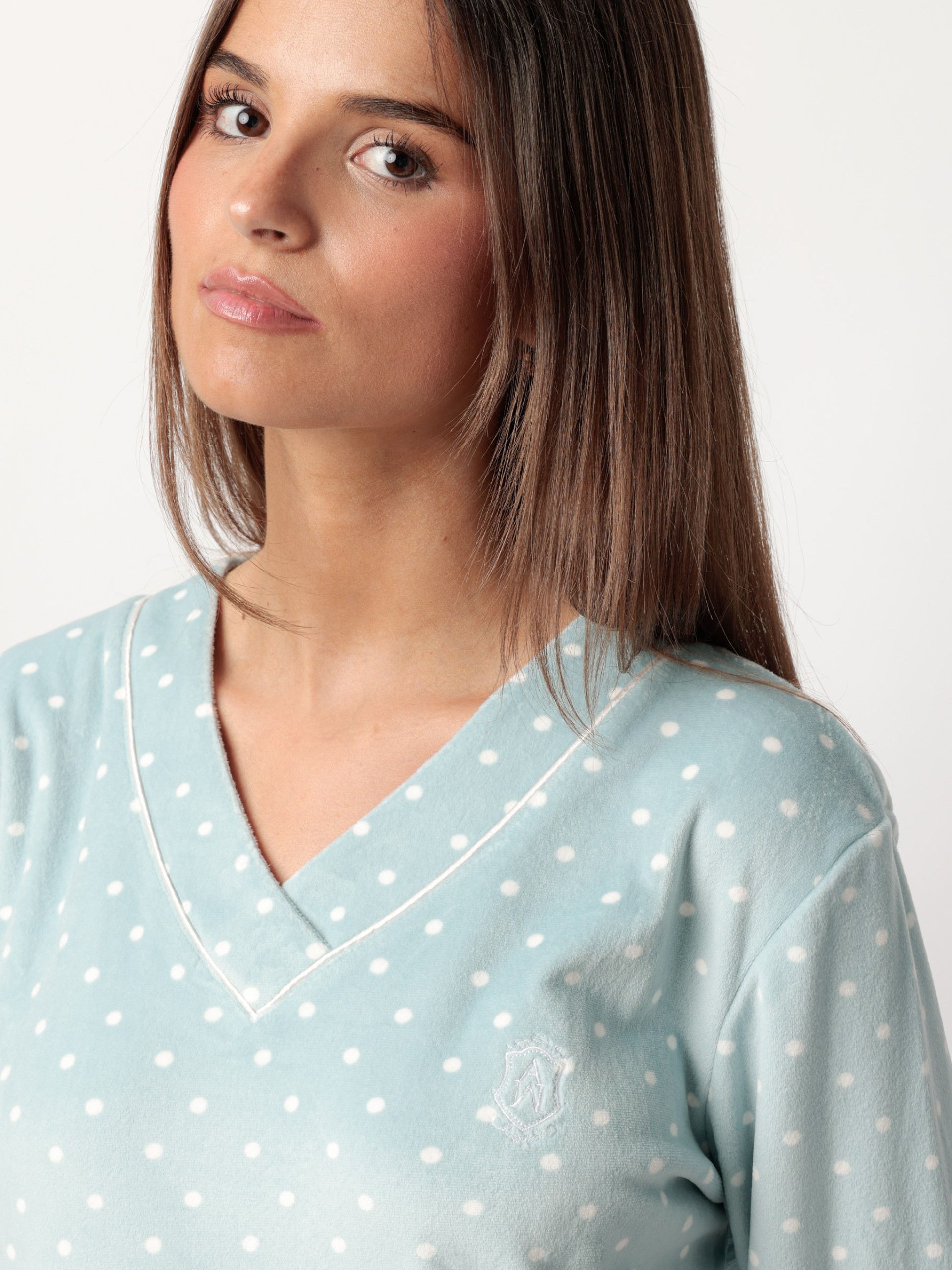 LADIES SHIRT DOTS LACE H ADMAS 61310